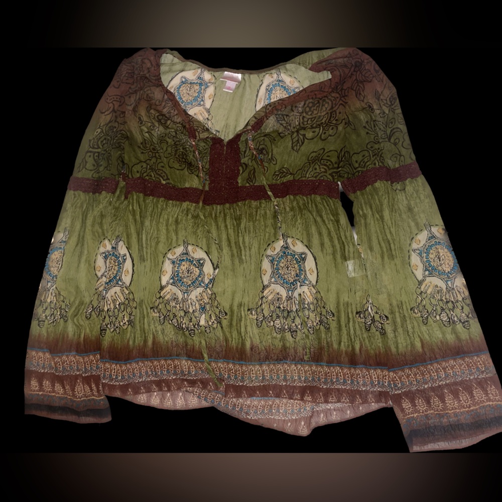 Forest fairy top mesh green and brown top